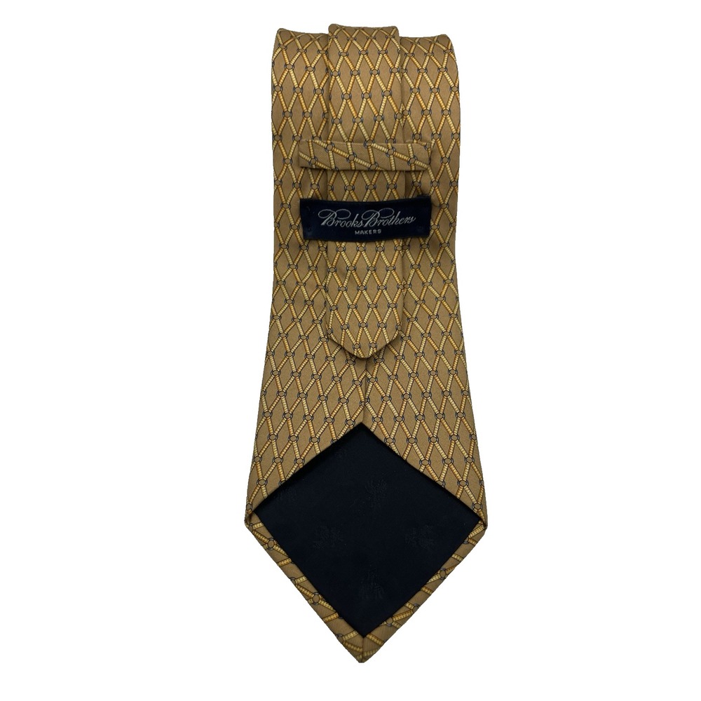 BROOKS BROTHERS Makers Yellow Pure Silk Tie Equestrian Pattern - Picture 2 of 8